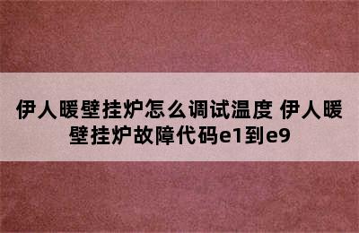 伊人暖壁挂炉怎么调试温度 伊人暖壁挂炉故障代码e1到e9